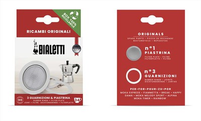 BIALETTI - 3 GUARNIZIONI + 1 PIASTRINA 3/4 TAZZE