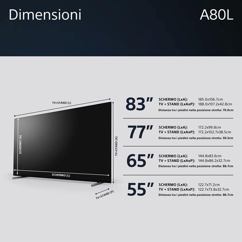 "SONY - Smart TV OLED UHD 4K 55\" XR55A80LAEP-Nero"