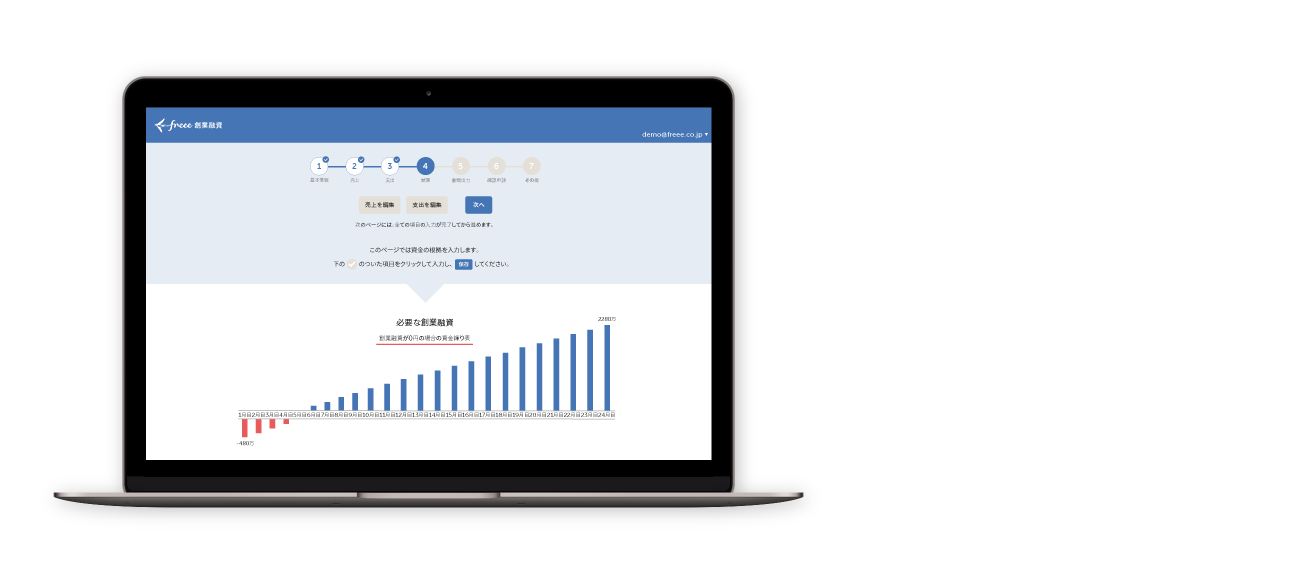 【プロダクト画像】freee創業融資