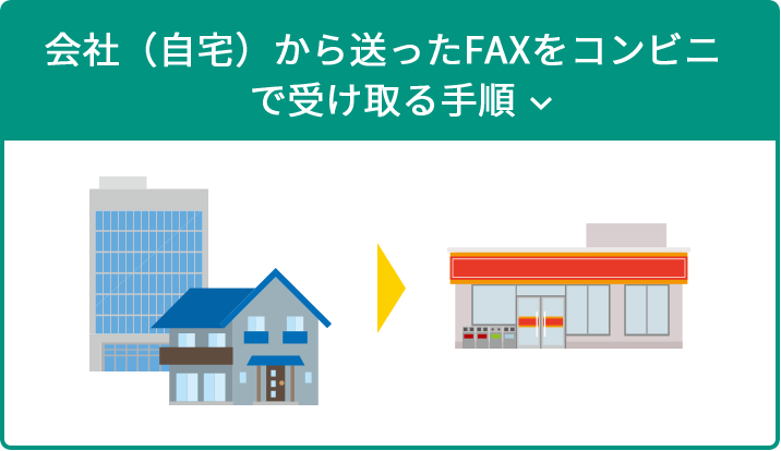 会社（自宅）から送ったFAXをコンビニで受け取る手順