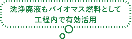 洗浄廃液もバイオマス燃料として工程内で有効活用