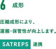 6.成型。圧縮成形により、運搬・保管性が向上します。