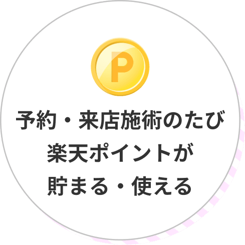 予約・来店施術のたび楽天ポイントが貯まる・使える