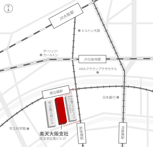 楽天グループ株式会社　大阪支社アクセスマップ