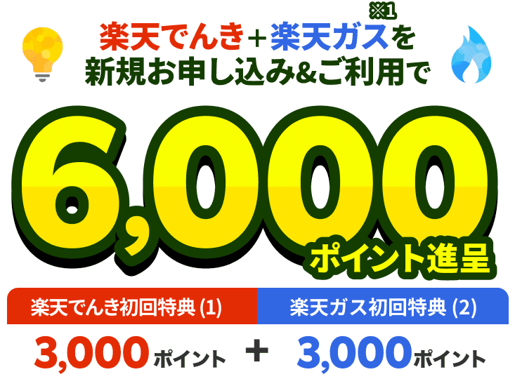 楽天でんき+楽天ガスを新規申し込み&ご利用で8,000ポイント進呈