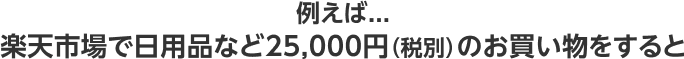 例えば...楽天市場で日用品など25,000円（税別）のお買い物をすると
