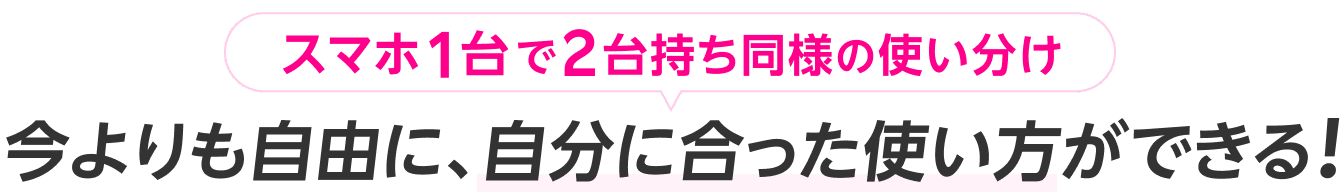 スマホ1台で2台持ち同様の使い分け 今よりも自由に、自分に合った使い方ができる