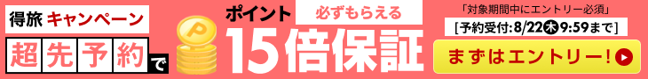 超先予約でポイント15倍！！