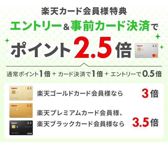 楽天カード会員様特典エントリー＆事前カード決済でポイント2.5倍