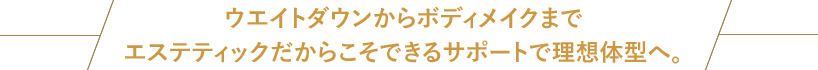 ウエイトダウンからボディメイクまでエステティックだからこそできるサポートで理想体型へ。