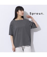 Liliane Burty/【Sprout.】ポンチボーダー　ドロップショルダーTシャツ/505991374