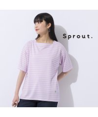 Liliane Burty/【Sprout.】ポンチボーダー　ドロップショルダーTシャツ/505991374