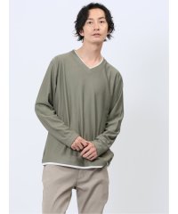 m.f.editorial/鹿の子ジャガード フェイクVネック長袖Tシャツ メンズ Tシャツ カットソー カジュアル インナー トップス ギフト プレゼント/506791956