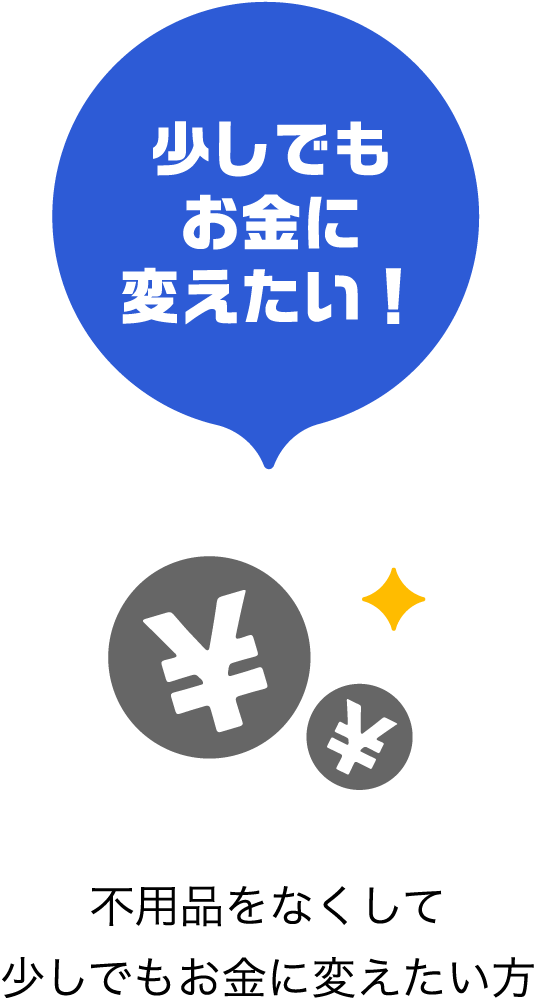 少しでもお金に変えたい！不用品をなくして少してもお金に変えたい方