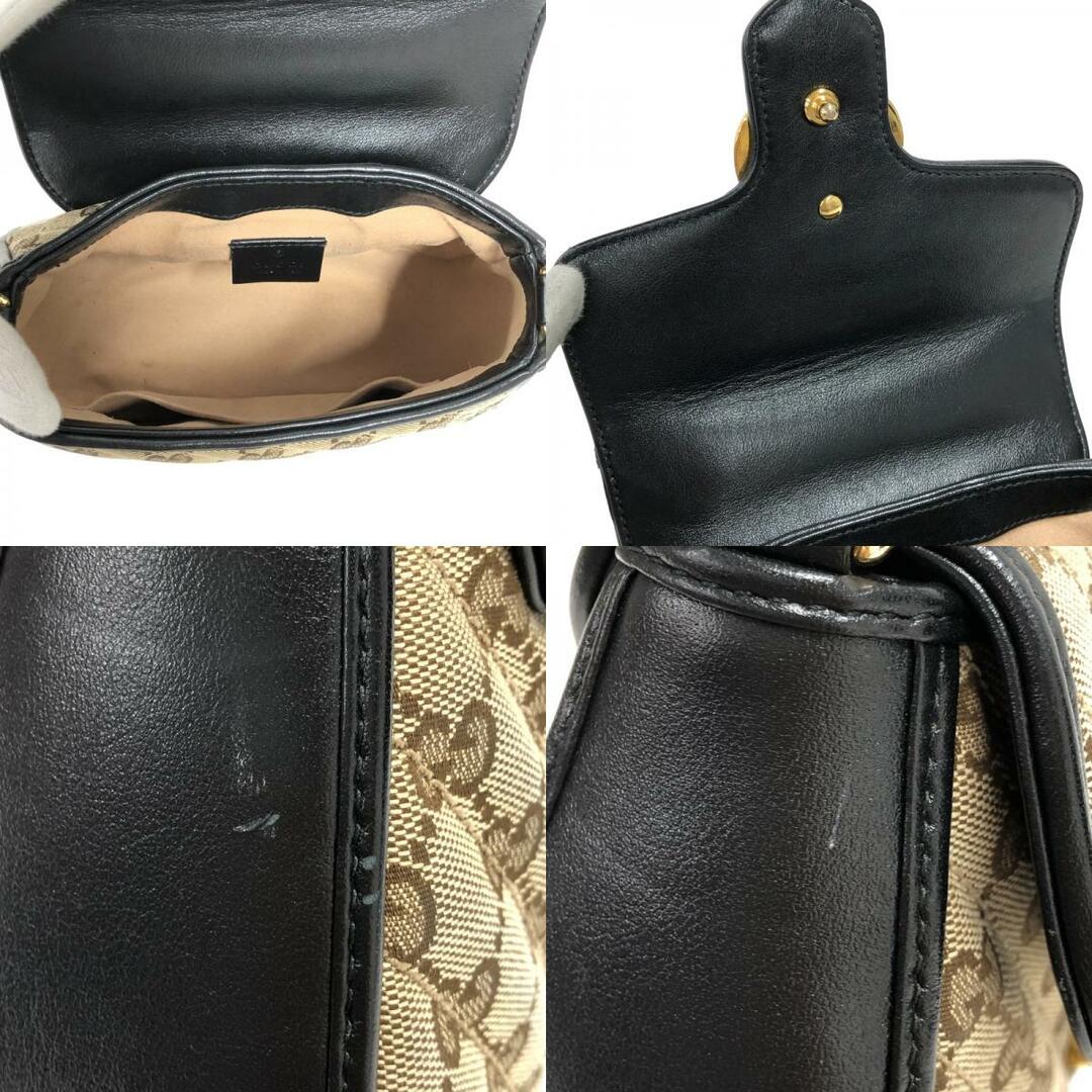 Gucci(グッチ)の　グッチ GUCCI GGマーモント ミニトップハンドル 583571 ベージュ×ブラック GGキャンバス/レザー レディース ショルダーバッグ レディースのバッグ(ショルダーバッグ)の商品写真