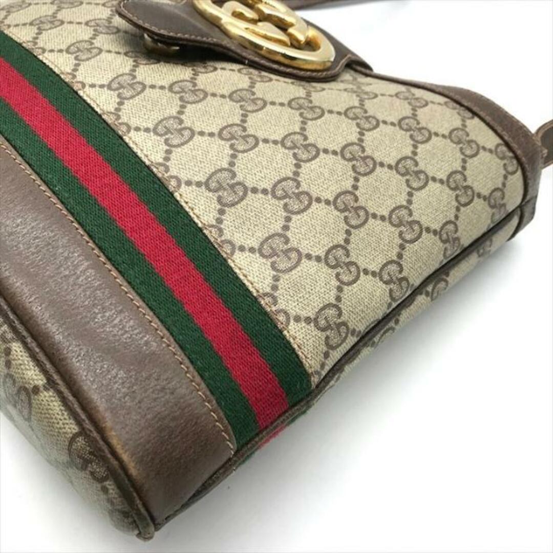 Gucci(グッチ)の良品 GUCCI グッチ GGプラス シェリーライン ショルダー バッグ レザー PVC ブラウン k1894 レディースのバッグ(ショルダーバッグ)の商品写真