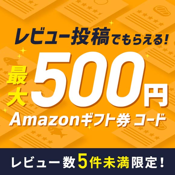 レビュー数5件未満限定！ レビュー投稿でAmazonギフト券コード最大500円プレゼント！