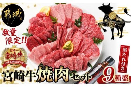 【数量限定】宮崎牛9種盛り焼肉セット_22-3101_(都城市) 宮崎牛 ラムシン/マルシン/イチボ/サーロイン/ザブトン/肩ロース/ショートリブ/カルビ/内モモ ギフト