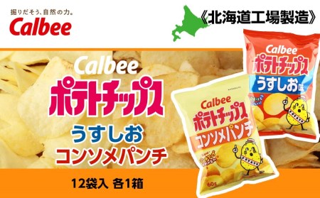 カルビーポテトチップス＜うすしお×コンソメパンチ＞12袋入 各1箱《北海道工場製造》