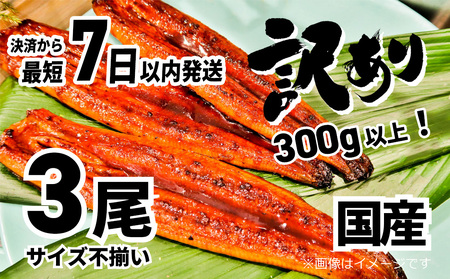 〈7日以内発送〉【訳あり】さかい河岸水産の国産うなぎ3尾 計300g以上！ ※サイズ不揃い 鰻 国産鰻 鰻訳あり 境町鰻 鰻加工 3尾鰻 贈答鰻 プレゼント鰻 自家製ダレ鰻 ふっくら鰻 サイズ違い鰻 大人気鰻 鰻蒲焼 鰻蒲焼き 土用の丑の日鰻 うなぎ 国産うなぎ うなぎ訳あり 境町うなぎ うなぎ加工 3尾うなぎ 贈答うなぎ プレゼント うなぎ 自家製ダレうなぎ ふっくらうなぎ 大人気 うなぎ蒲焼 土用の丑の日 うなぎ うなぎ蒲焼き 父の日 母の日 お土産 K1804 