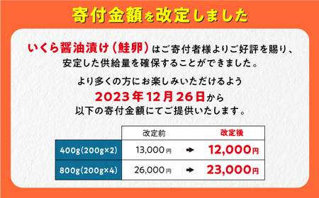 12/26寄付額改定 いくら 400g ( 200g × 2 ) 大粒 いくら 醤油漬け 鮭卵 鮭いくら 小分け 海鮮 送料無料 人気 ランキング 北海道 白糠町_K012-0988