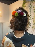 大人可愛いミディアムヘアアレンジハーフアップ成人式