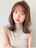 ★デザインカラーレイヤーカットウェットヘアオリーブベージュ