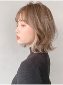 ★デザインカラー レイヤーカット ウェットヘアオリーブベージュ