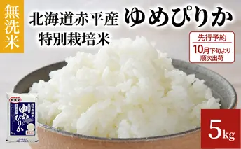 【先行予約2024年産米・10月下旬より順次出荷】無洗米 北海道赤平産 ゆめぴりか 5kg 特別栽培米 米 北海道