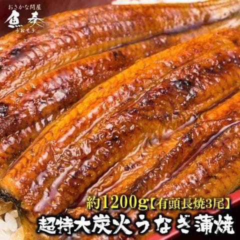 超特大 うなぎ蒲焼 3尾長焼 約1.2kg（3本）