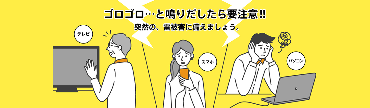 ゴロゴロ・・・と鳴り出したら要注意！！突然の、雷被害に備えましょう。