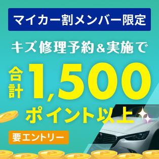 【マイカー割メンバー限定】キズ修理予約・実施で最大1,500ポイント以上