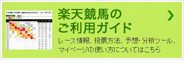 楽天競馬のご利用ガイド レース情報、投票方法、予想・分析ツール、マイページについてはこちら