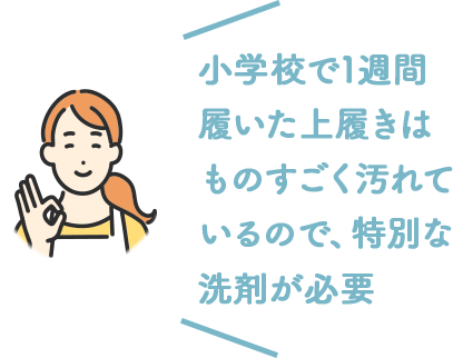 小学校で1週間履いた上履きはものすごく汚れているので、特別な洗剤が必要