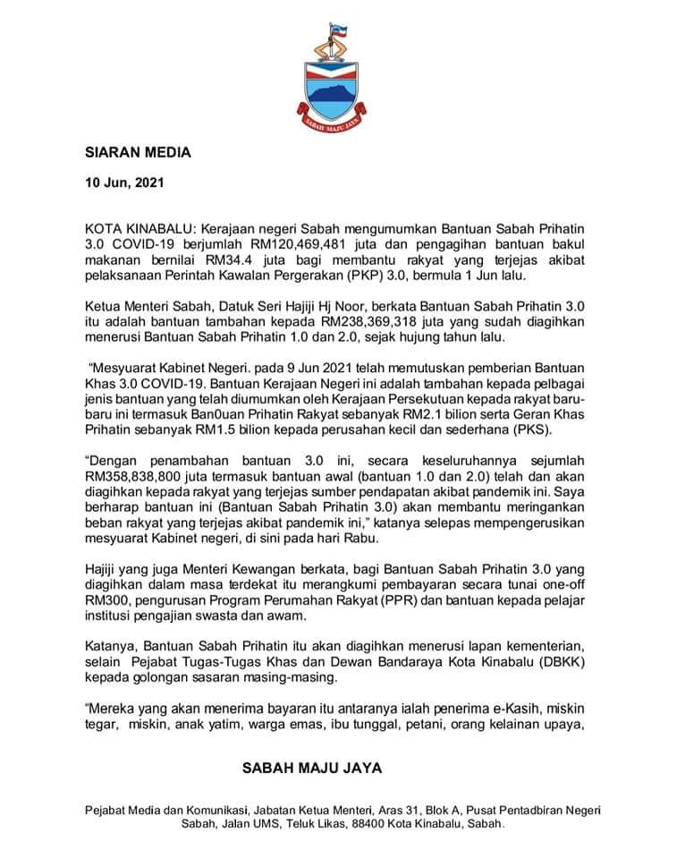 Bantuan sabah prihatin 3.0 one off