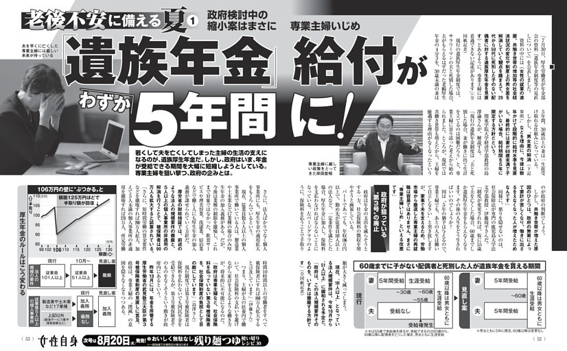 老後不安に備える夏1 「遺族年金」給付がわずか５年間に！