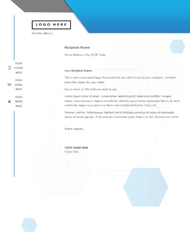 Hexagon letterhead blue modern-simple