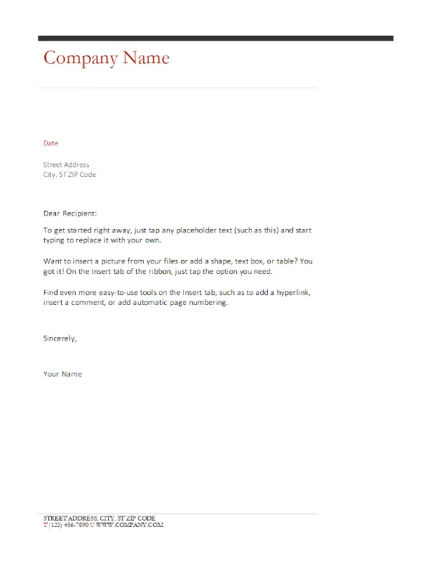 Business letter (simple design) red modern-simple