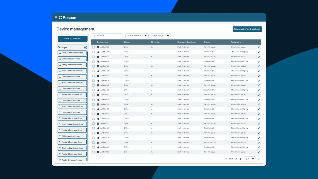 Device management screen.