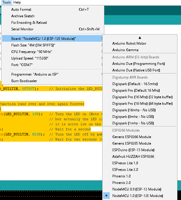 nodemcu arduino settings