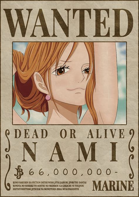 NAMI bounty wanted poster one piece in 2021, nami wanted poster HD ...