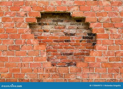 Hole in the Brick Wall, Texture Background Stock Image - Image of ...