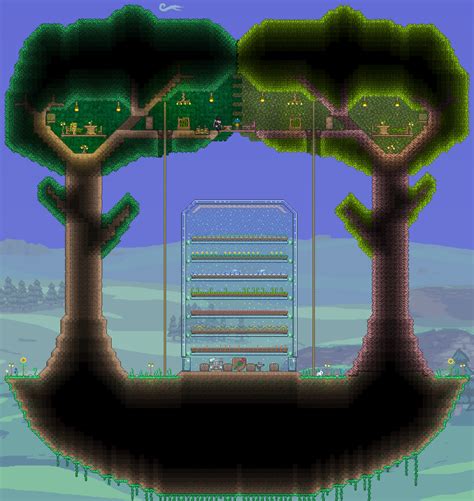 Dryad trees and Greenhouse : Terraria