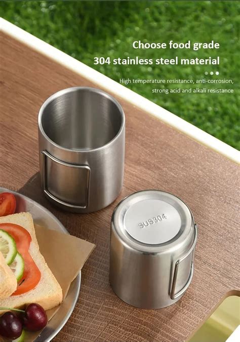 304 Stainless Steel Camping Mug Travel Mug Stainless Steel Cup With ...