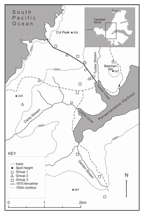 Map of the study area on Campbell Island showing major features and the ...