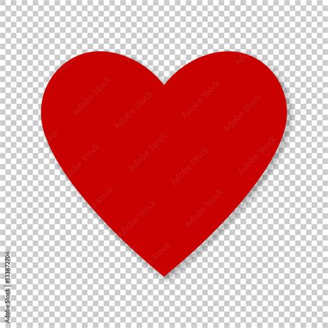 Valentine red heart on transparent background. Simple heart icon vector ...