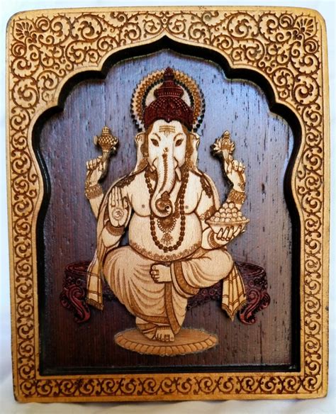 Ganesh - the Remover of all Obstacles - in Temple Style Frame - Z Fabrique