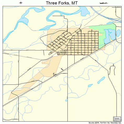 Three Forks Montana Street Map 3073975