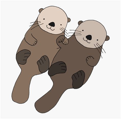 Sea Otter Clipart Transparent - Cute Otter Couple, HD Png Download ...