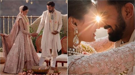 Athiya Shetty married KL Rahul in pink handmade wedding lehenga by ...